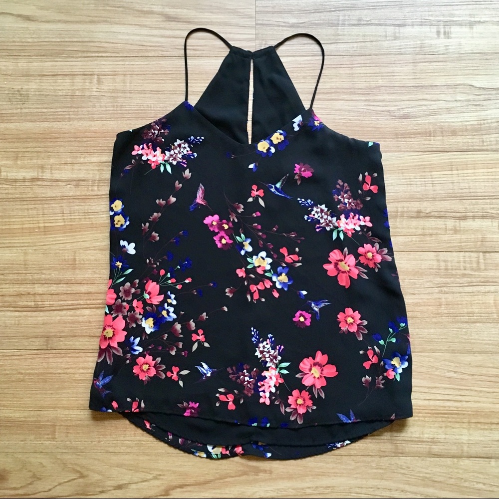 SOLD - Express V-Neck Racerback Cami Black Floral
